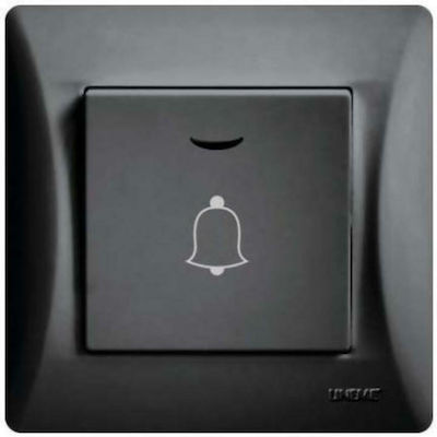 Lineme Complete Wall Push Bell Button with Frame με Λυχνία Black 50-00108-2