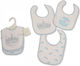 Nursery Time Baby Prince Bib Fabric with Hoop & Loop Fastener Light Blue 3pcs