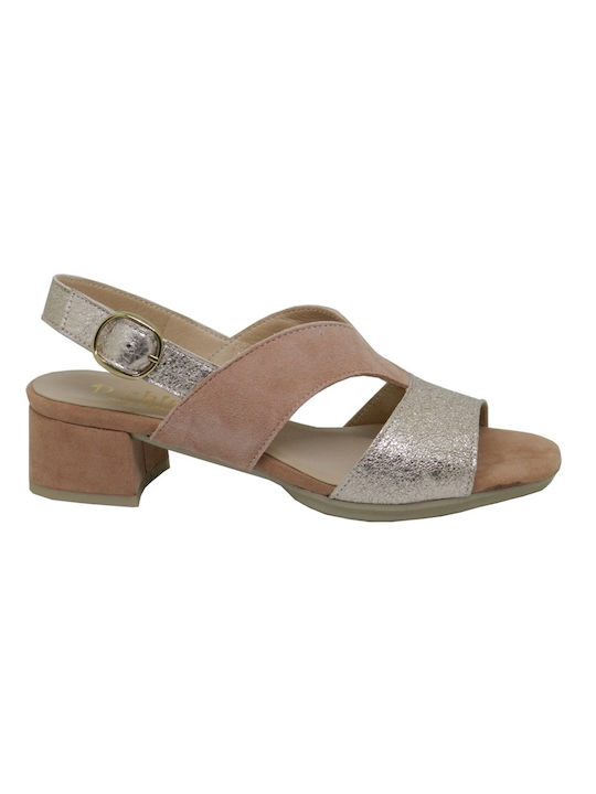 D Chicas Women's Sandals Beige with Chunky Medium Heel