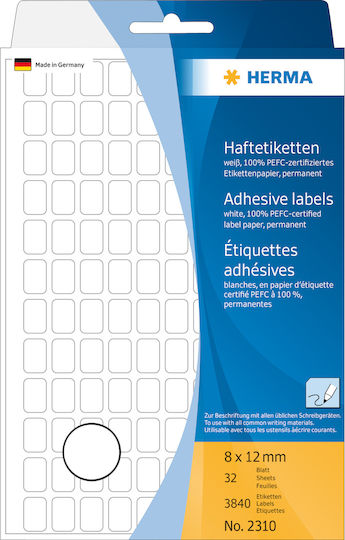 Herma 3840Stück Klebeetiketten in Weiß Farbe 8x12mm