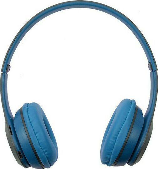 P47 Wireless BT On Ear Headphones with Radio with 6 hours of Operation Blue