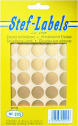 Stef Labels 1600 Αυτοκόλλητες Ετικέτες Στρογγυλές σε Χρυσό Χρώμα 19mm