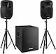 Max Audio MX700 Set mit Aktiven PA-Lautsprecher 700W mit Woofer 12" 43.5x38.5x50.5cm.