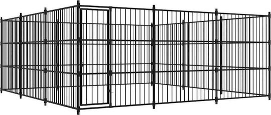 vidaXL Metallhundeauslauf 450 x 450 x 185 cm Schwarz