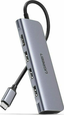 Ugreen USB-C Stație de andocare cu HDMI 4K Ethernet Argint (70410)