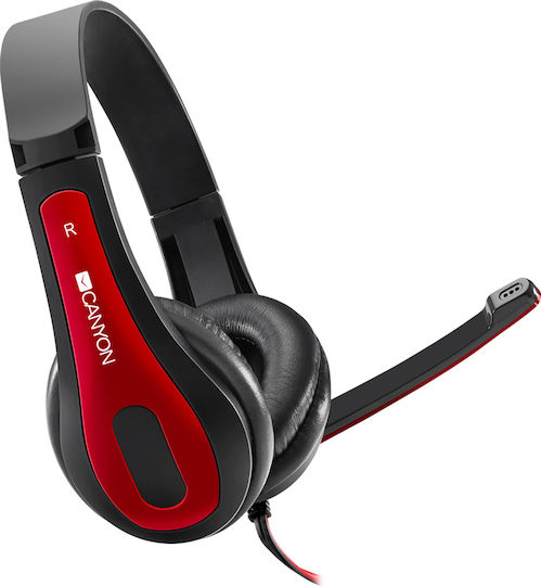 Canyon Simple On Ear Gaming Headset με σύνδεση 3.5mm Black/Red