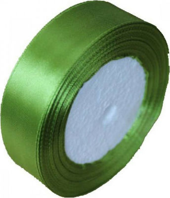 Ribbon Satin In Green Colour Κορδέλα Σατέν με Ούγια Ανοιχτό Πράσινο 2.5cmx22m 25mm 22m 1pcs