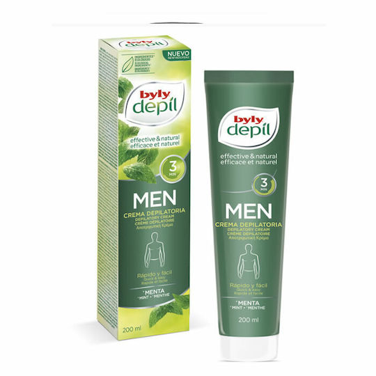 Byly Hair Removal Body Cream for Men Depil Men Suitable for All Skin Types with Mint 200ml