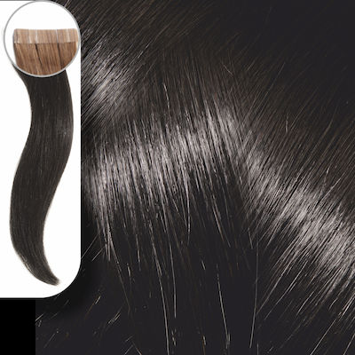 Yanni Extensions Autocolant Piese de păr cu Păr Natural în Întuneric Negru Culoare 50cm
