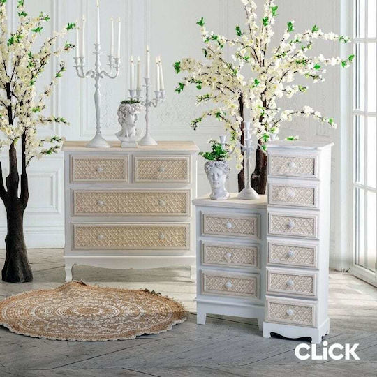 Chest of Drawers of Solid Wood with 4 Drawers Natural Beige - Mint 80x40x80cm Chest of Drawers of Solid Wood with 4 Drawers Natural Beige - Mint 80x40x80cm
