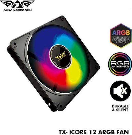 Armaggeddon iCORE-12 Вентилатор за Кутия 120мм (1200 оборота / 45.26 cfm) с ARGB Осветление и 6-pin Свързване