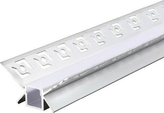 Aca Walled Aluminum Profile for LED Strip Corner with Opal Cover 200x4.6x2.4cm