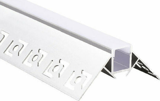 Aca Isla Gemauertes LED-Streifen Aluminiumprofil Ecke mit Opal Abdeckung 200x5x2,2cm