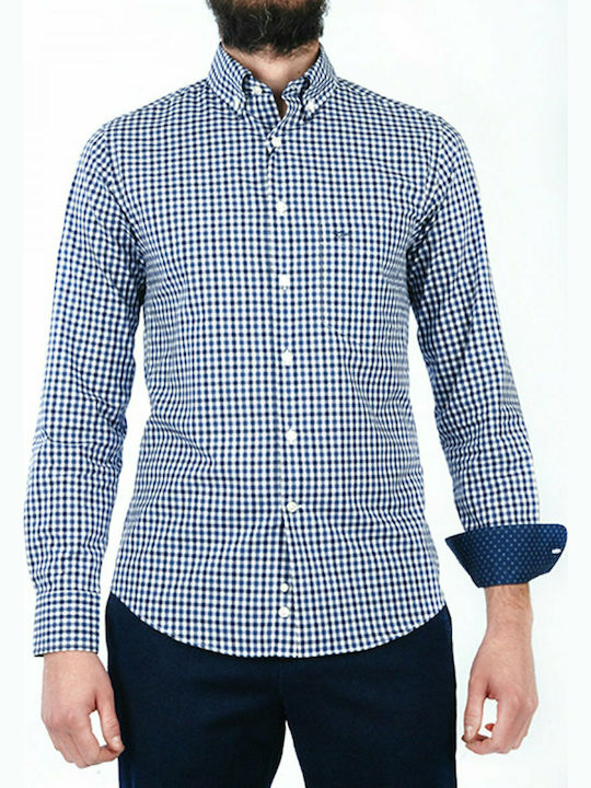 PAUL&SHARK SHIRT PLAID DRESS SHIRT BLUE