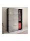 Triple Door Wardrobe Black and white 115x37x150cm