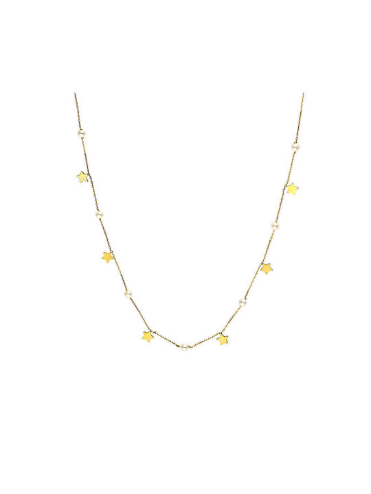 Gold Halskette 14 Karat mit echten Perlen KO00272 (Damen)