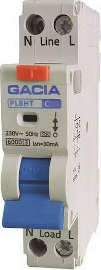 Gacia Phase 1-Pole Earth Leakage Relay 6A 230V 6KA 30mA 1+N