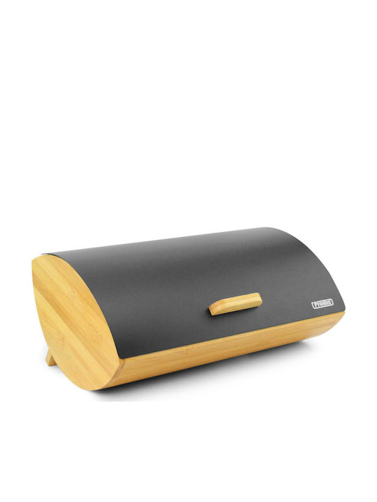 Promis Guido Bread Box with Lid of Bamboo In Black Colour 36x25x16cm