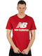 New Balance Essentials Stacked Logo Ανδρικό T-shirt Κόκκινο με Λογότυπο