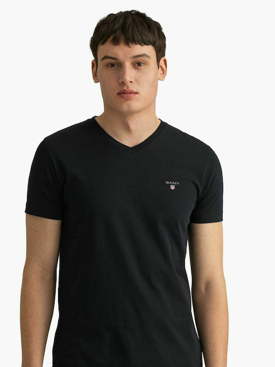 Gant Ανδρικό T-shirt Μαύρο Μονόχρωμο