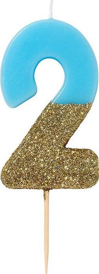 Talking Tables Geburtstagskerze Nummer "2" in Hellblau Farbe BDAY-CANDLE-BLU-2