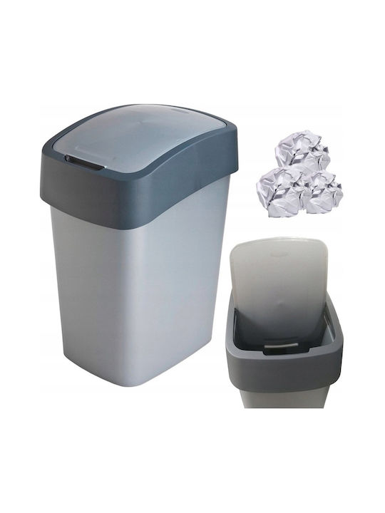 Curver Pacific Flip Waste Bin Waste Plastic Charcoal-Silver 45lt 1pcs