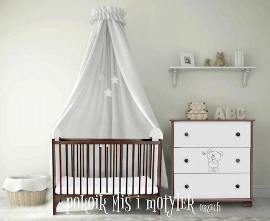 Drewex Bear & Butterfly Seturi de mobilier pentru copii cu Pat și Comodă Alb / Maro DR401K