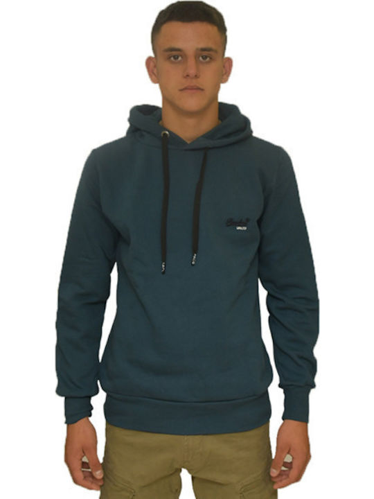 Paco & Co Herren Sweatshirt mit Kapuze und Taschen Petrol