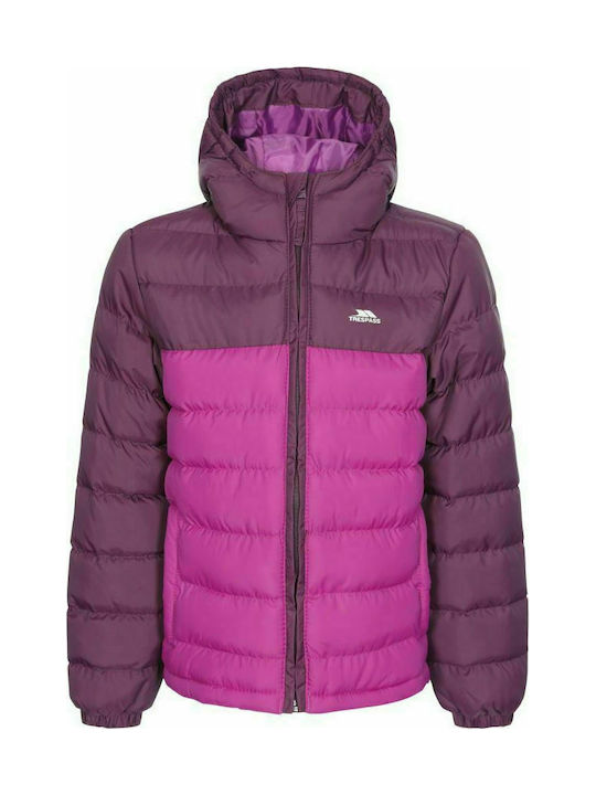 Trespass Kids Quilted Jacket short Hooded Purple Oskar