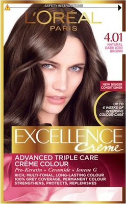 L'Oreal Paris Excellence Cream Colour Set Haarfarbe 4.01 Natural Dark Iced Brown 48ml