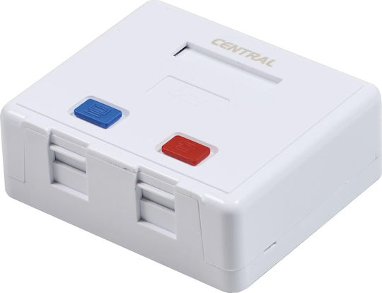 Central Double External Network Socket RJ45 Cat5 in White Color 01-60-196