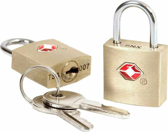 Travel Blue Gold Bronze Padlock Brass with Key Set with Embossed Design with TSA Certification 22mm Yellow 2pcs