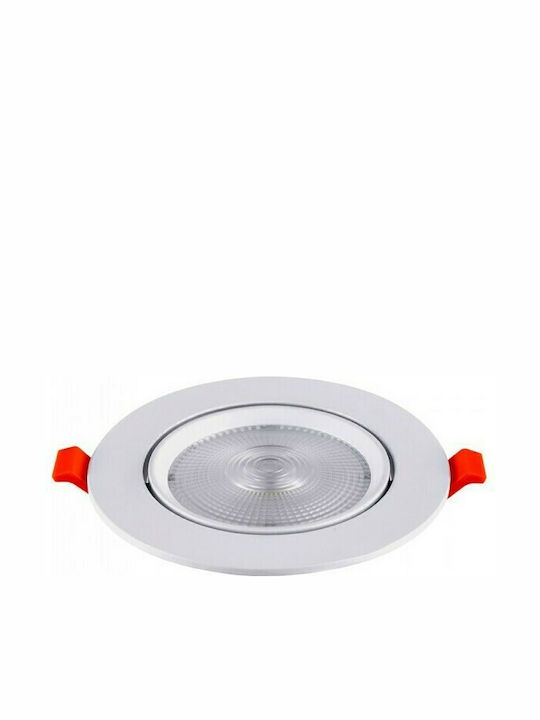 V-TAC Round Recessed LED Panel 30W with Natural White Light 22.5x22.5cm