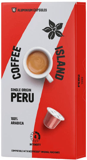 Coffee Island Kapseln Espresso Peru Kompatibel mit Maschine Nespresso 10Mützen