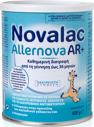 Novalac Hrană pentru bebeluși și formule Allernova AR+ pentru 0m++ Luni 400gr