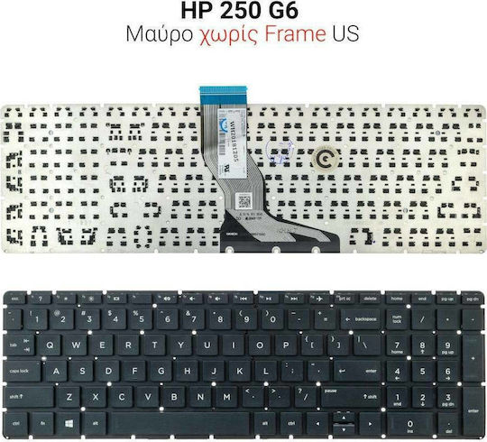 HP Laptop Keyboard for 250/255 G6 Without Frame and English (US) Layout in Black Colour