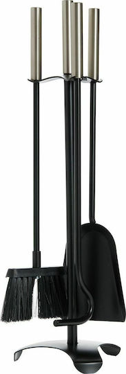 Zogometal Fireplace Tool Set with Stand Holder Black/Nickel Checkmate