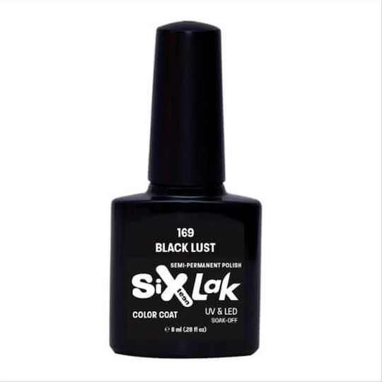 Sixteen Cosmetics SixLak Ημιμόνιμο Βερνίκι Νυχιών Black Lust 169 8ml