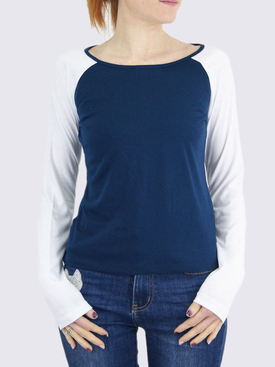 Women's T-shirt blue and white