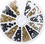 Magnetic Nail Design Strass for Nails Strass Black & Gold in Various Colors 270pcs