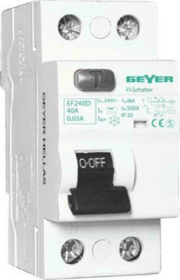 Geyer Phase 2-Pole Earth Leakage Relay 40A 6kA 30mA EF240DG