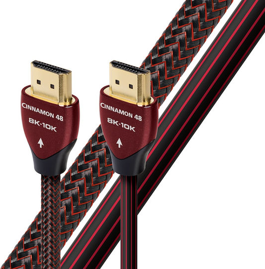 Audioquest Cinnamon 48 HDMI 2.1 Ultra High Speed 48Gbps 4K 120Hz HDR VRR Braided HDMI Cable HDMI Male - HDMI Male 1m Red