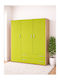 3 Drei Türen Kinderkleiderschrank mit 2 Schubladen Eiche-Grün 110x50x180cm