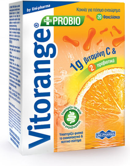 UNI-PHARMA Vitorange 1gr + Probio Vitamin for Immune System Boost, the Skin & Antioxidant Action 1000mg 20 sachets