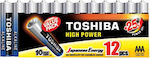 Toshiba High Power Αλκαλικές Μπαταρίες AAA 1.5V 12τμχ