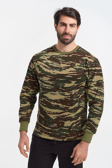 Army Race Long Sleeve Greek Camouflage Sweatshirt Khaki