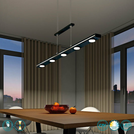 Trio Lighting Lacal Ρυθμιζόμενο Κρεμαστό Φωτιστικό Μαύρο LED με Ρυθμιζόμενο Λευκό Φως Ράγα 100x8εκ.