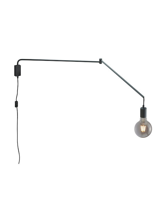 Trio Lighting Line Vintage Φωτιστικό Τοίχου με Ντουί E27 σε Μαύρο Χρώμα Μαύρο Πλάτους 150cm