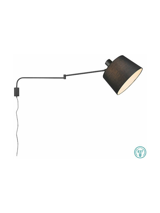 Trio Lighting Baldo Φωτιστικό Τοίχου Πρίζας Μαύρο 28x28εκ.