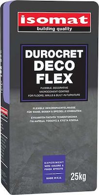 Isomat Durocret Deco Flex Λεπτόκοκκη, Ρητινούχα Πατητή Τσιμεντοκονία για Δάπεδα, Τοίχους & Χτιστά Έπιπλα (Γκρι) 25kg